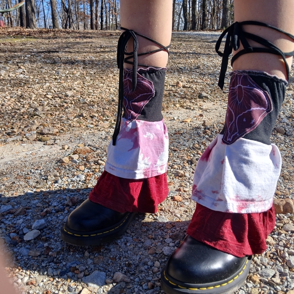 homemade Accessories - Unique, Ruffle Garter Boot Covers, Women's Leg Warmers, Gypsy Whimsigoth Skater